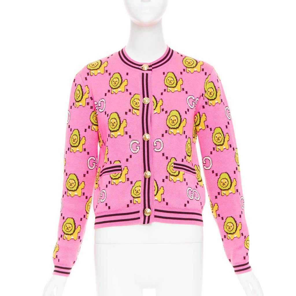 Gucci Kawaii Lion Cardigan Pink Cotton Very good - Front View