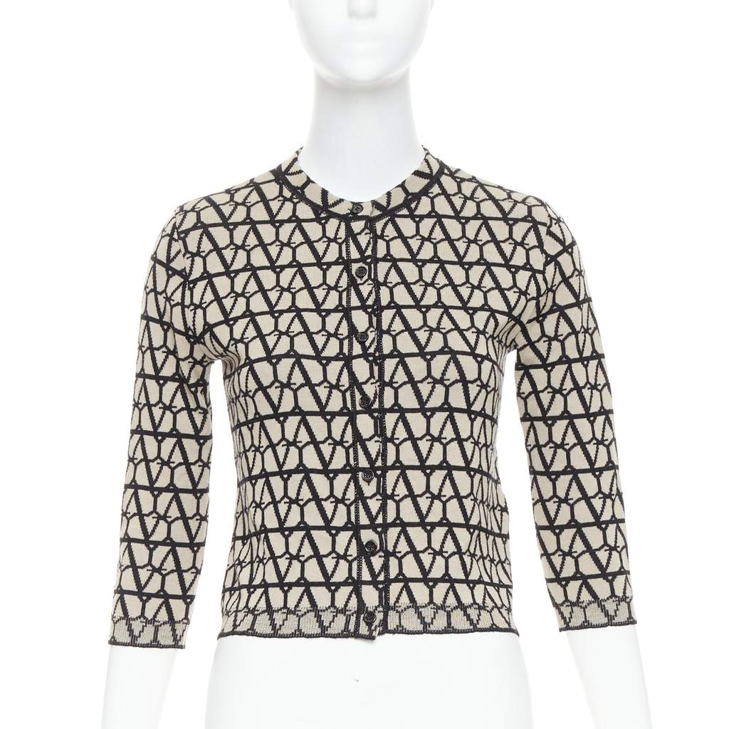 Valentino Iconographe Cardigan Beige Wool Very good - Front View