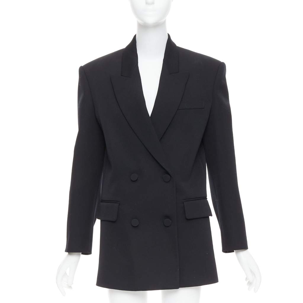 Valentino Double Breasted Coat Black Wool Very good - Front View