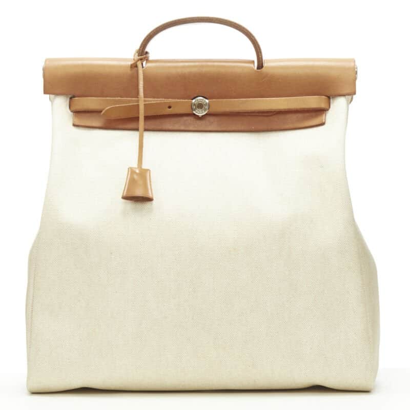 Hermès Herbag Beige Leather Fair condition - Front View