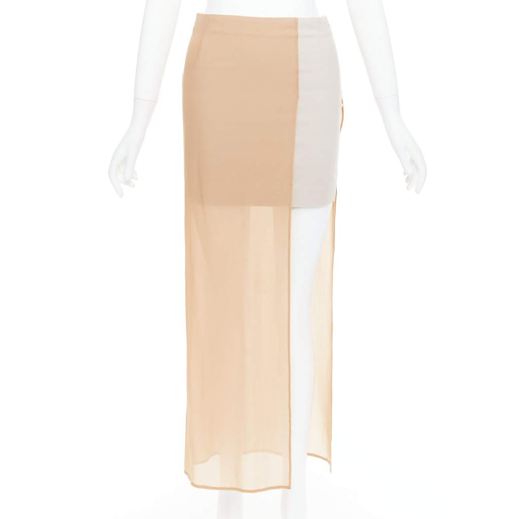 Maison Martin Margiela Sheer Asymmetric Skirt Beige Good - Front View