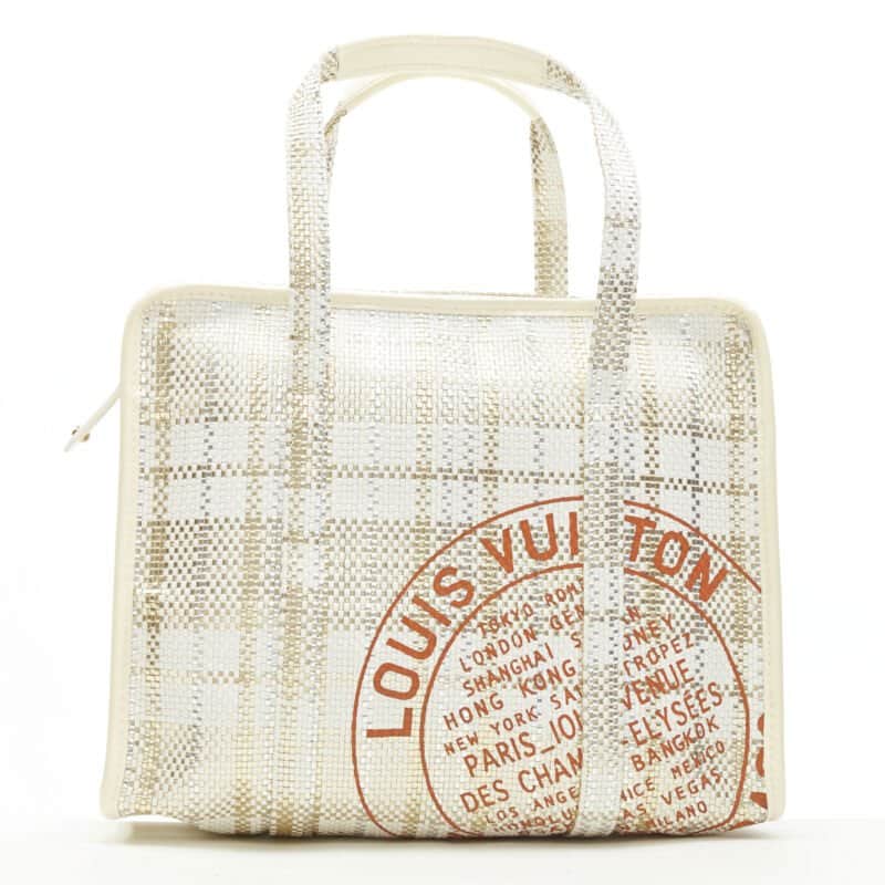 Louis Vuitton Metallic Shopper Tote White Leather Very good - Front View