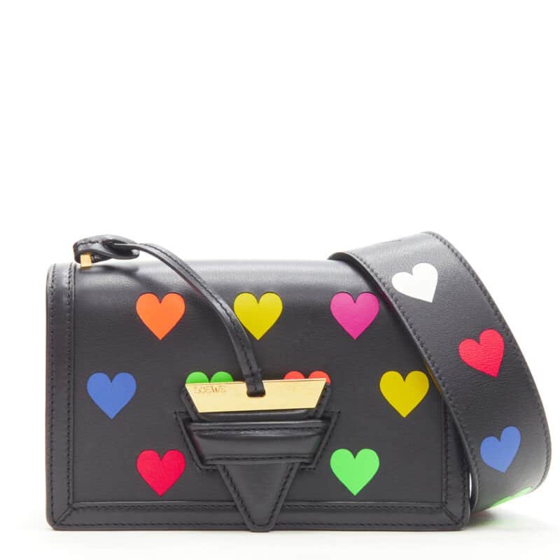 Loewe Heart Print Crossbody Black Leather Very good - Front View