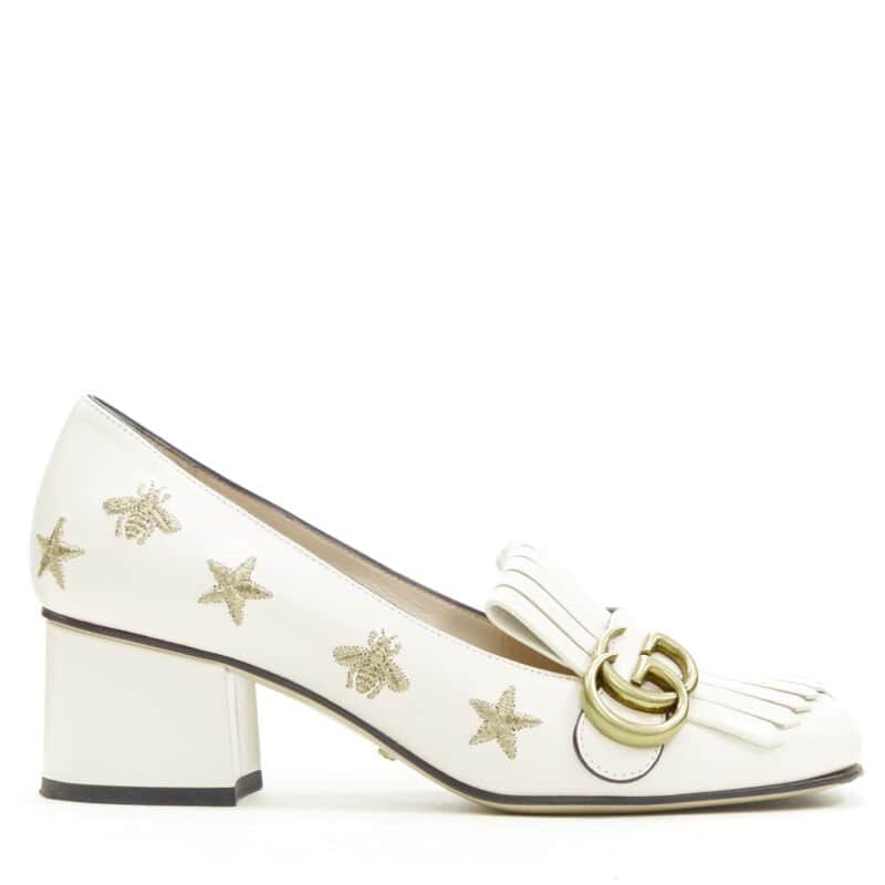 Gucci Bee Star Loafers Beige Leather Very good condition - Front View