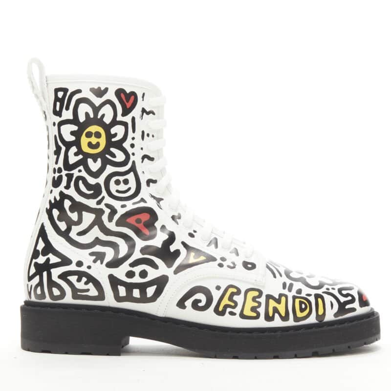 Fendi Purple Zip Ankle Boots White Leather Never worn - Front View