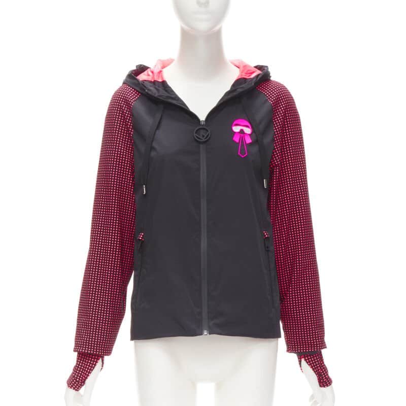 Fendi Black Pink Nylon Jacket Black Very good - Front View