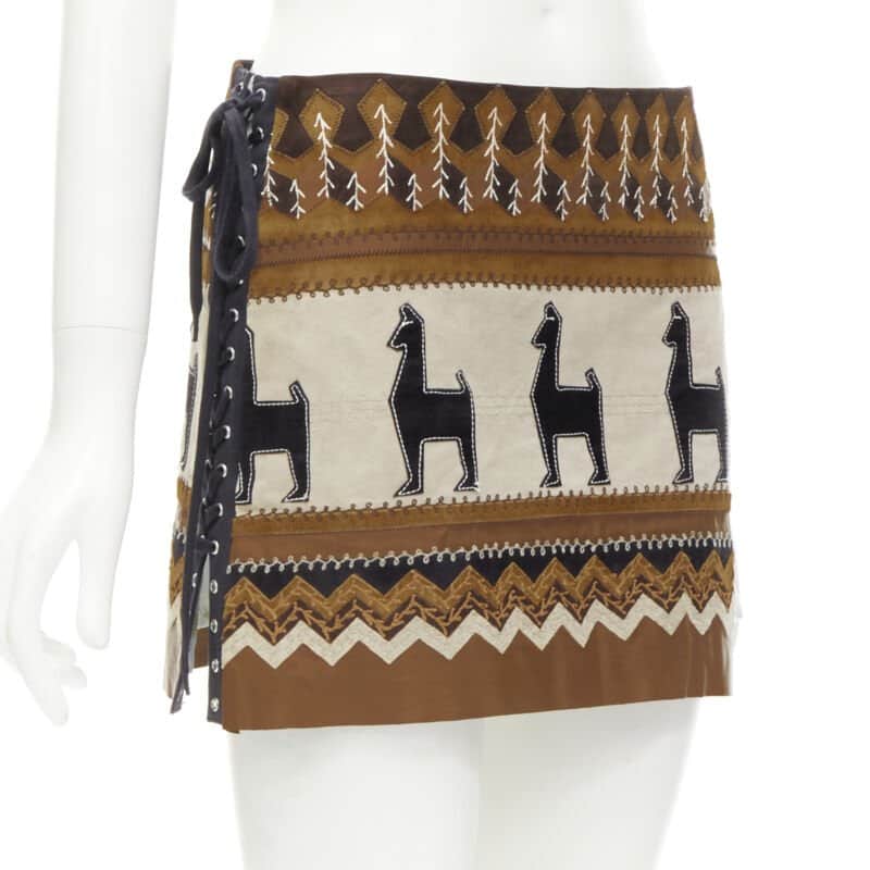 D&G Aztec Suede Skirt Brown Suede Very good - Front View