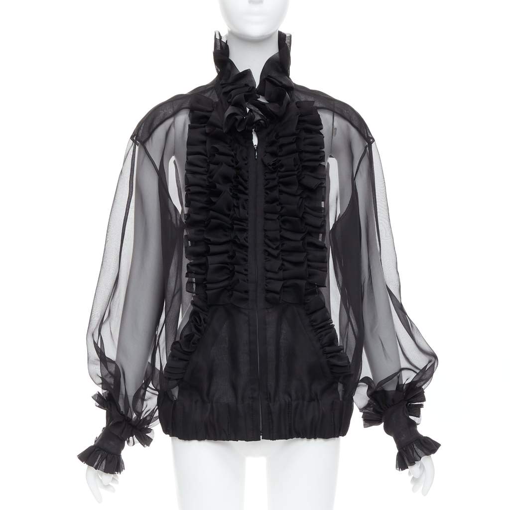 Chanel Sheer Silk Victorian Jacket Black Silk Very good - Front View