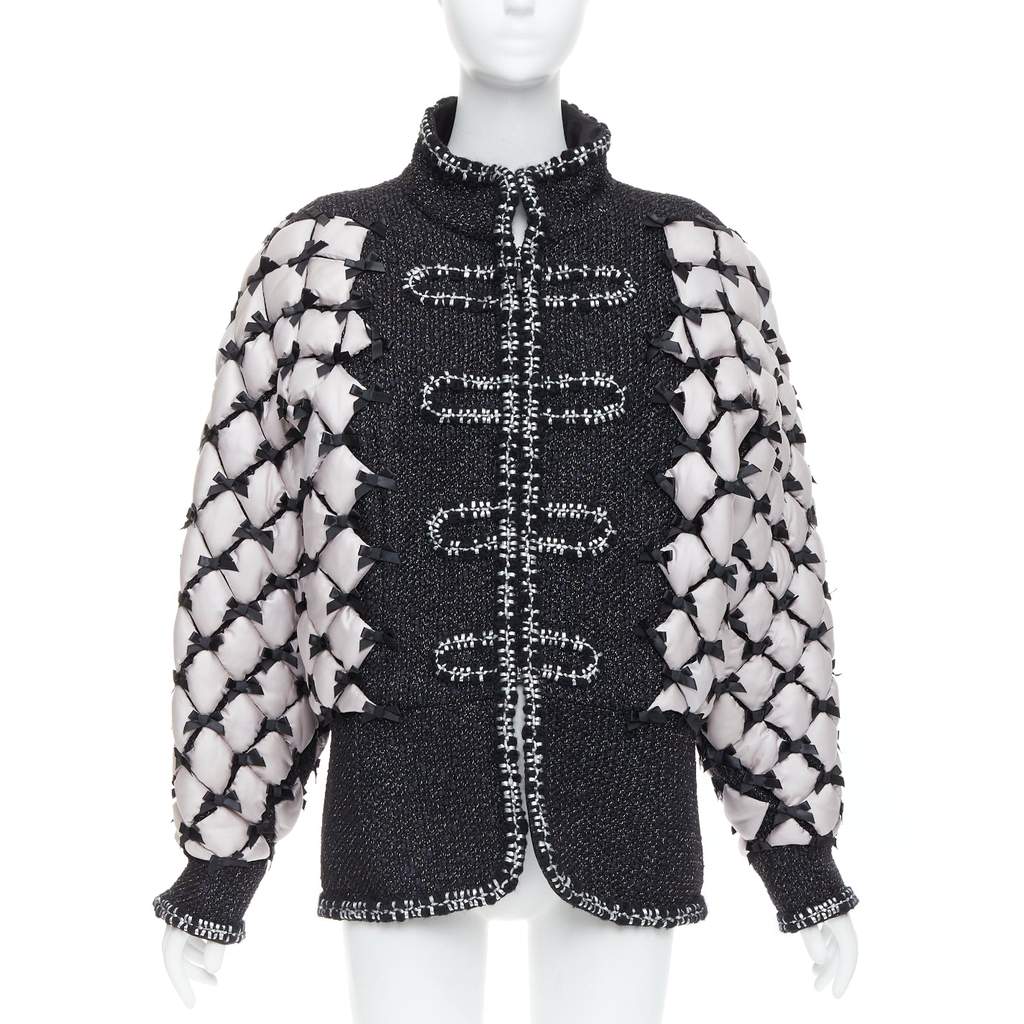 Chanel Quilted Trompe Jacket Black Polyamide Never worn - Front View