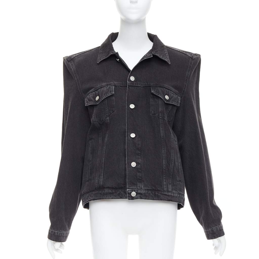 Balenciaga Grey Washed Denim Jacket Grey Cotton Never worn - Front View