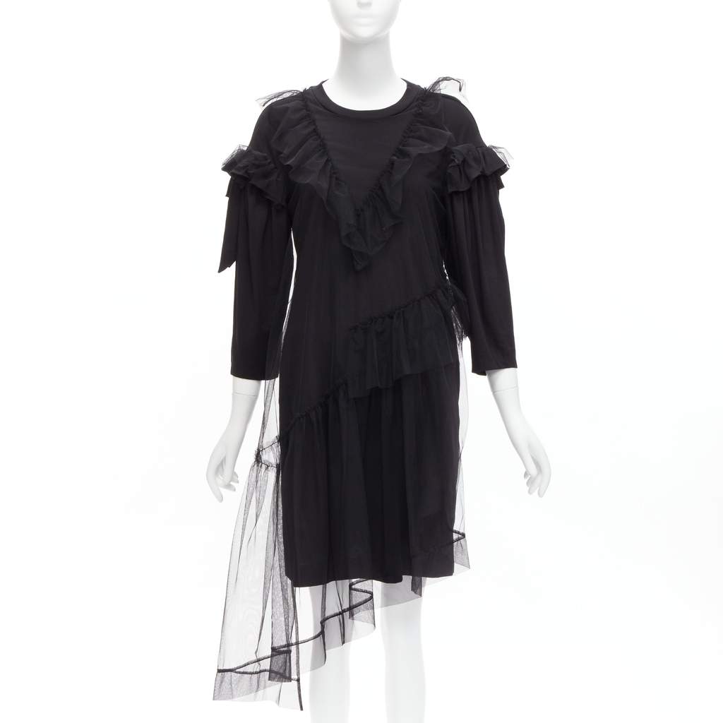 Simone Rocha Tulle Overlay Dress Black Cotton Never worn - Front View