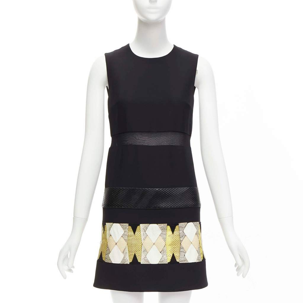 Versace Leather Patch Dress Black Very good - Front View