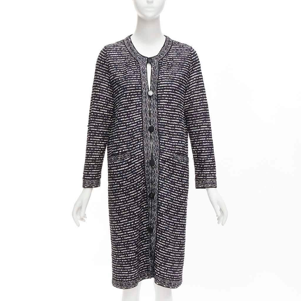 Christian Dior Navy Light Weave Long Coat Navy Polyamide Very good - Front View