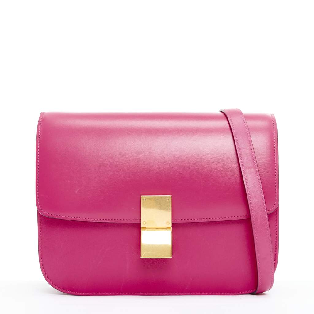 Celine Box Medium Pink Leather Good - Front View