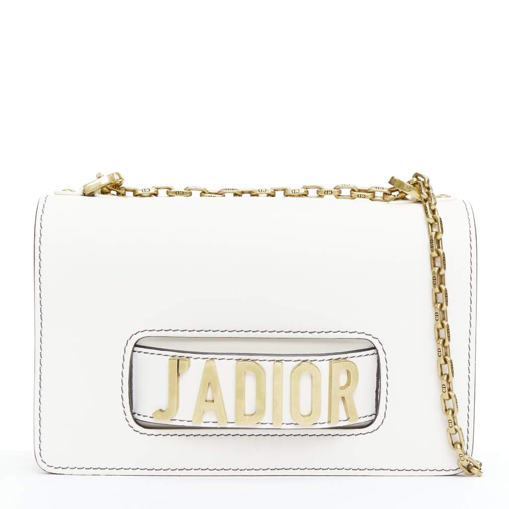 Dior J'Adior Medium White Leather Good - Front View