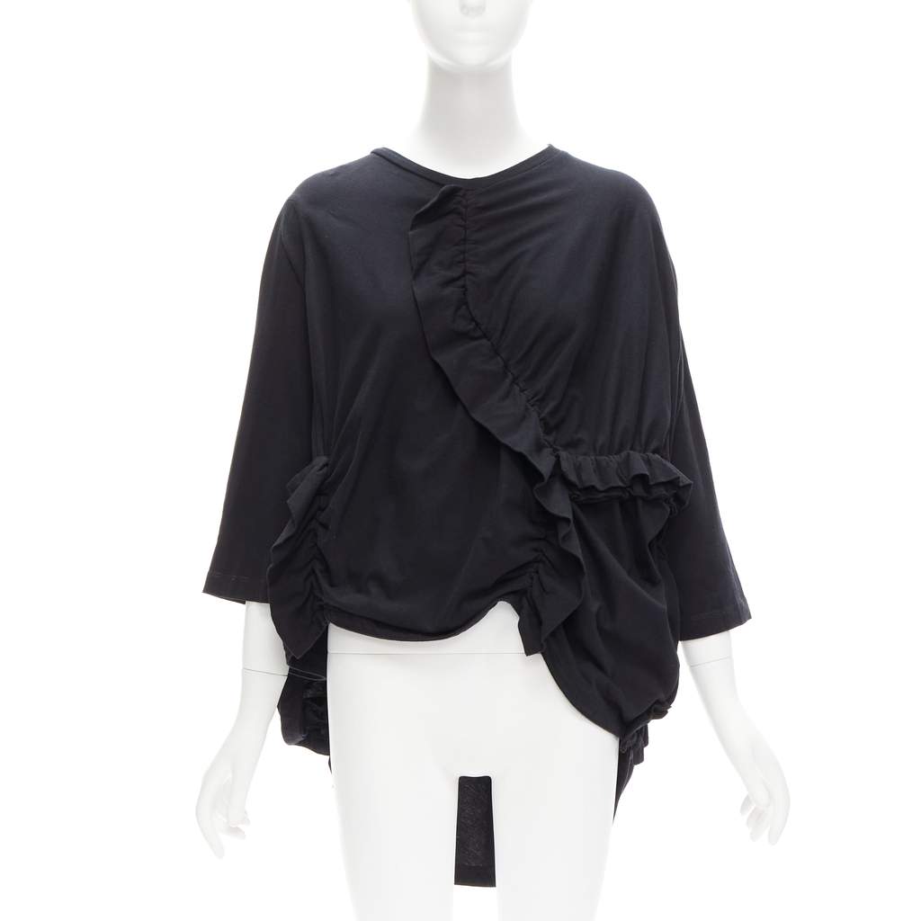 Marni Ruffle Sleeve Top Black Cotton Never worn - Front View