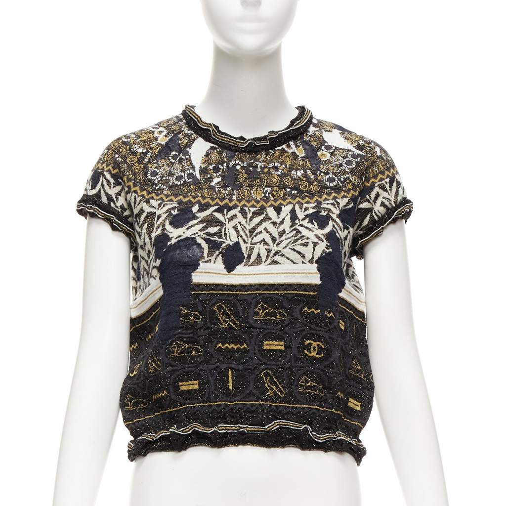 Chanel Egyptian CC Sweater Black Cotton Never worn - Front View