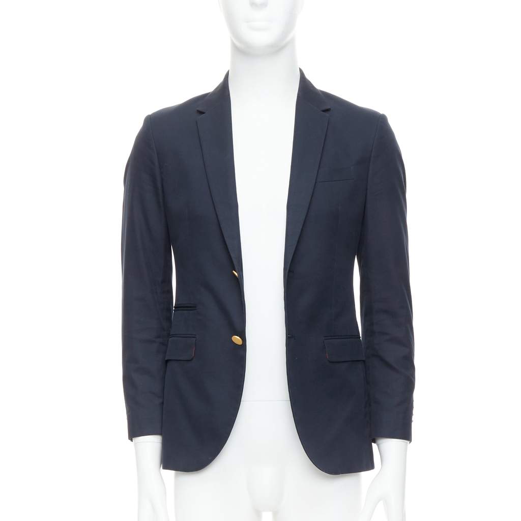 Valentino Garavani Tweed Moto Jacket Navy Cotton Fair - Front View