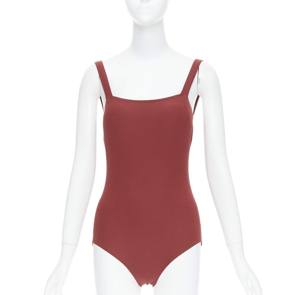 Hermès Orange Twill Bodysuit Burgundy Polyamide Very good - Front View