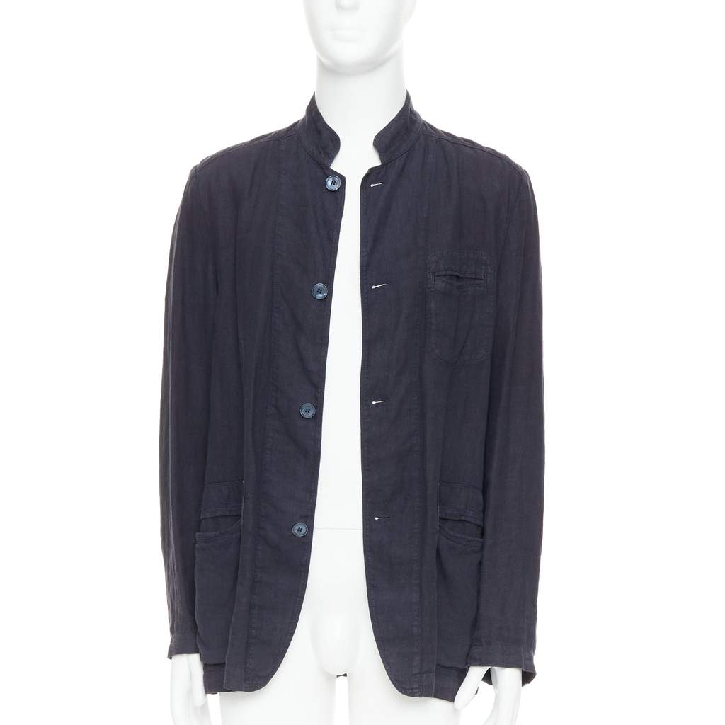 Ermenegildo Zegna Corduroy Overshirt Navy Linen Very good condition - Front View