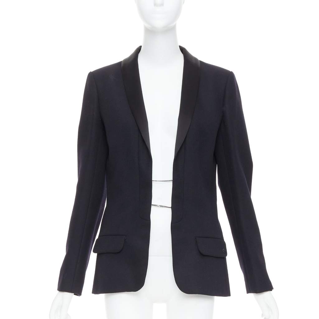 Chanel Wool Tuxedo Blazer Black Wool Never worn, with tag - Front View