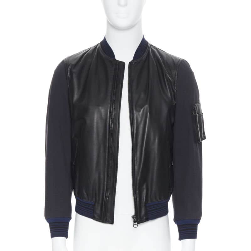 Lanvin Black Leather MA1 Bomber Black Leather Very good - Front View