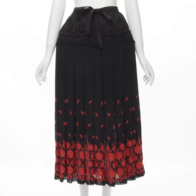 Comme Des Garcons Floral Peplum Skirt Black Polyester Never worn - Front View