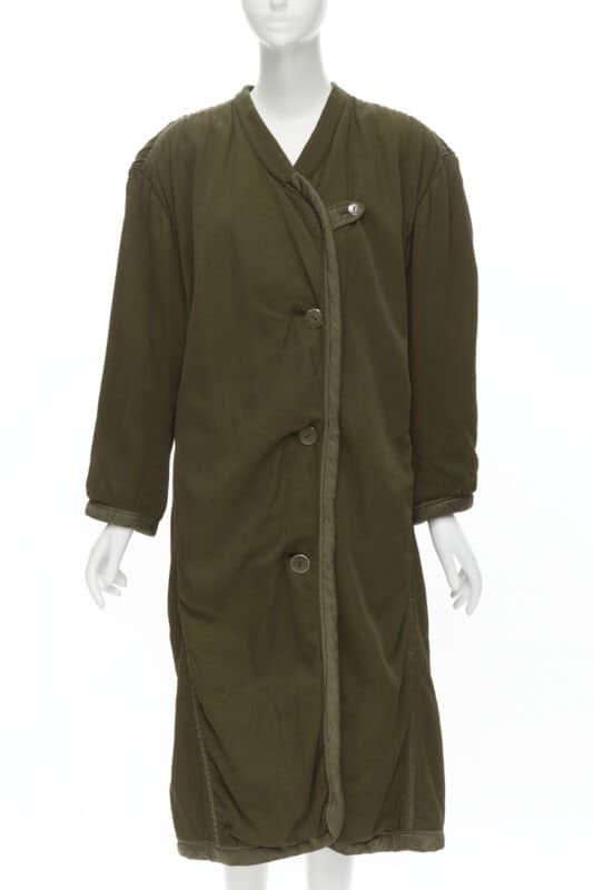 Issey Miyake Green Oversized Shoulder Coat Green Cotton Very good - Front View