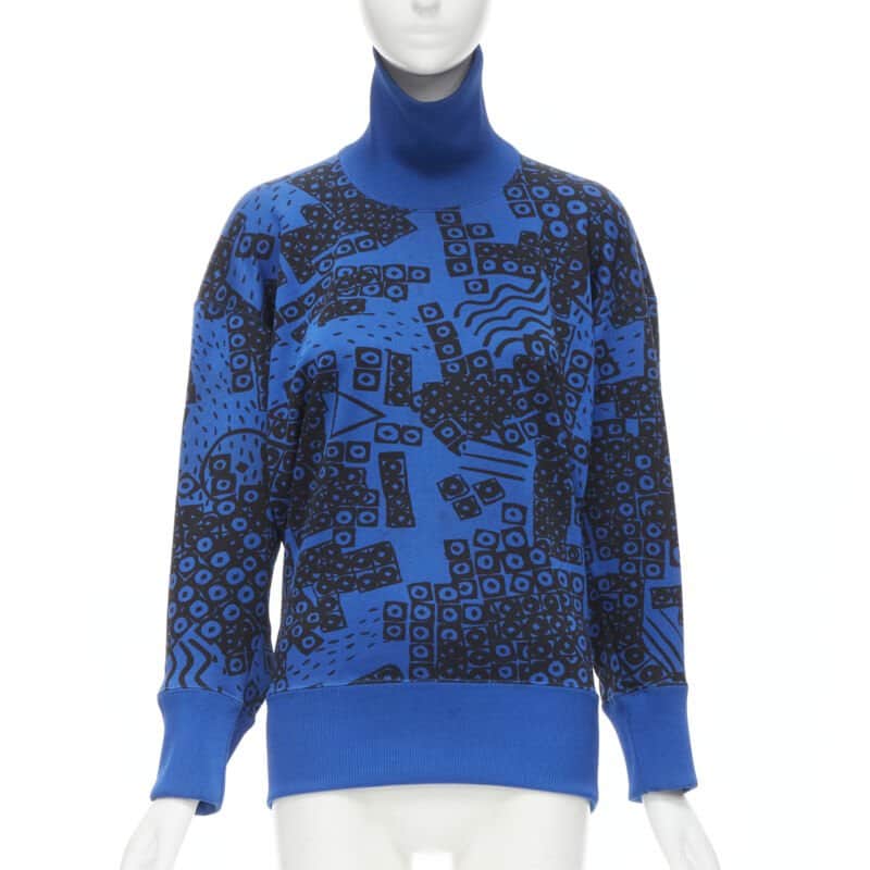 Issey Miyake Illustration Turtleneck Sweater Blue Cotton Good - Front View