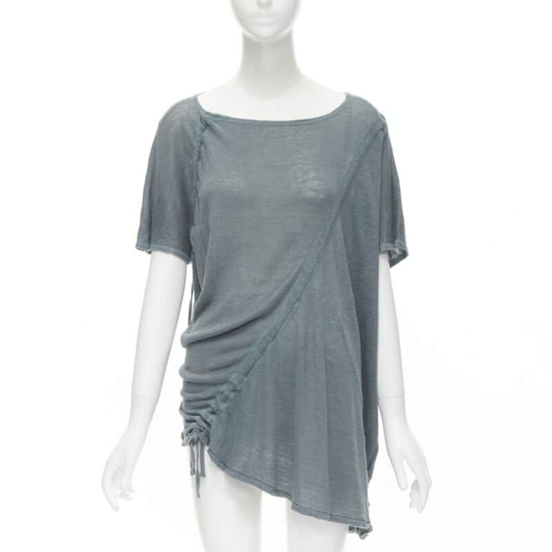 Issey Miyake Diagonal Bias Sweater Blue Linen Fair - Front View