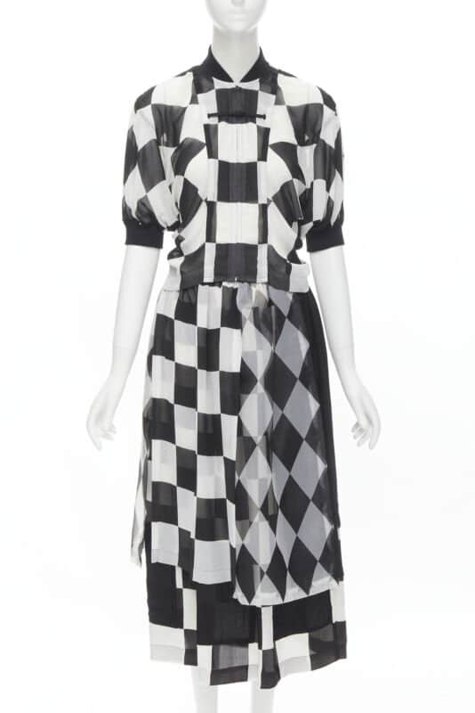 Comme Des Garcons Checkered Bomber Skirt Black Polyester Very good - Front View