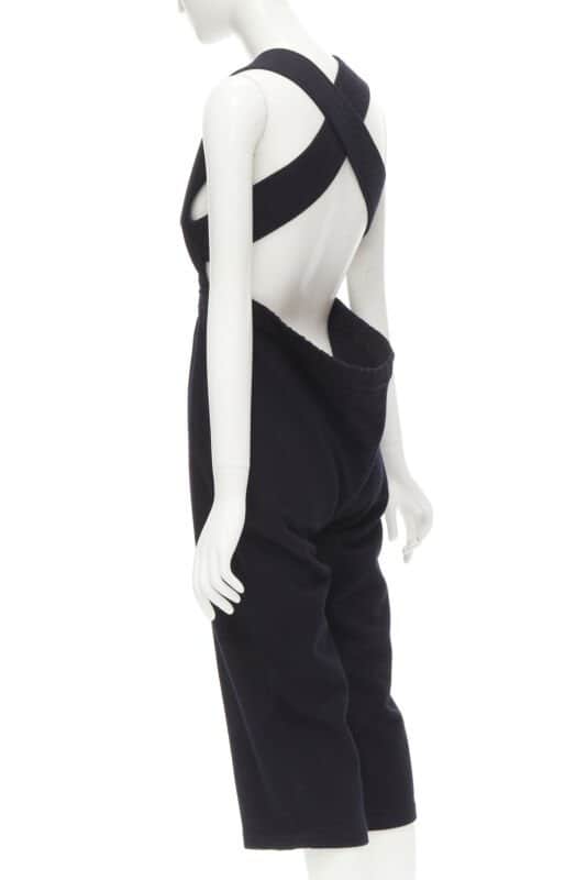 Comme Des Garcons Wool Cropped Jumpsuit Black Polyester Good - Front View