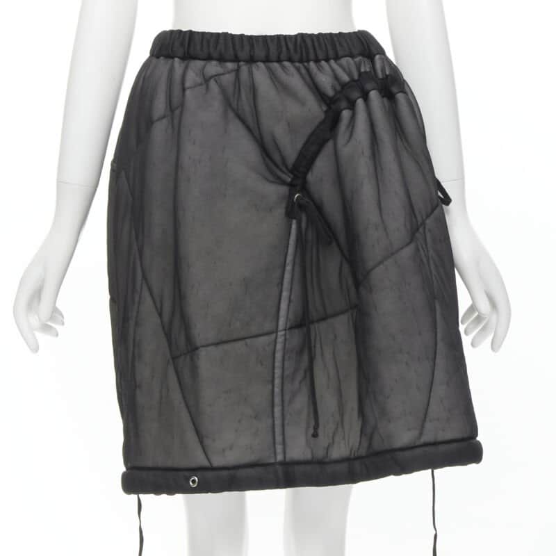 Comme Des Garcons Puffy Drawstring Skirt Black Good - Front View