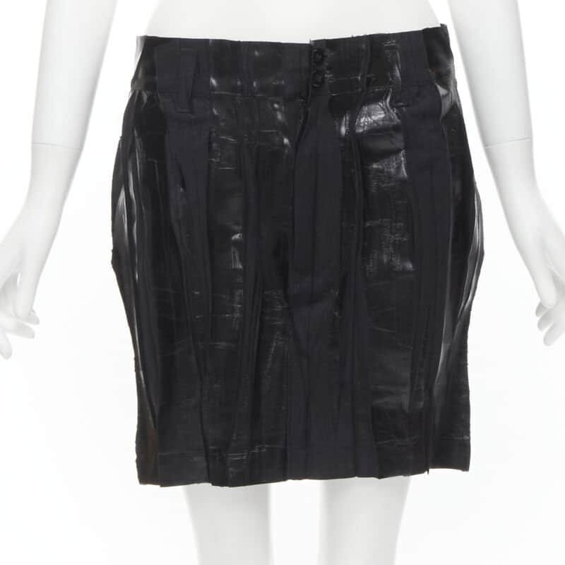 Issey Miyake Lacquered Mini Skirt Black Cotton Very good - Front View