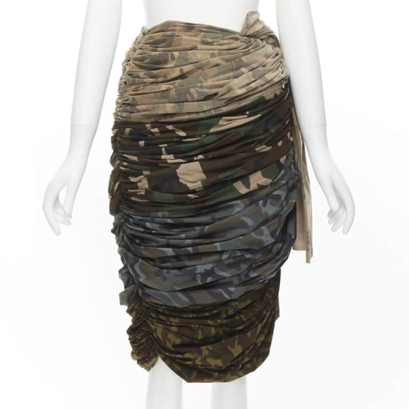Comme Des Garcons Camo Ruched Skirt Green Cotton Never worn - Front View