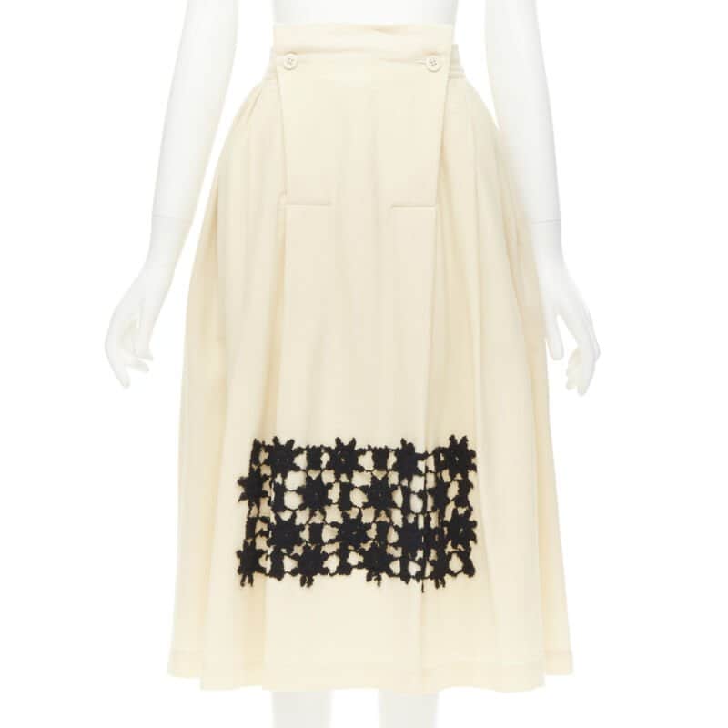 Comme Des Garcons Lattice Lace Skirt Beige Wool Very good - Front View