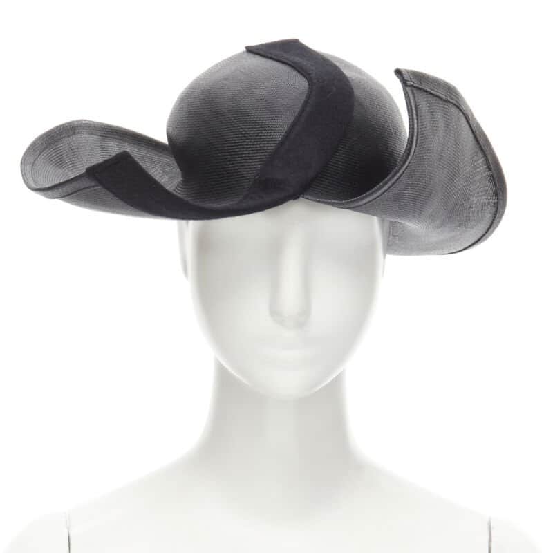 Yohji Yamamoto Black Raffia Fedora Black Never worn - Front View