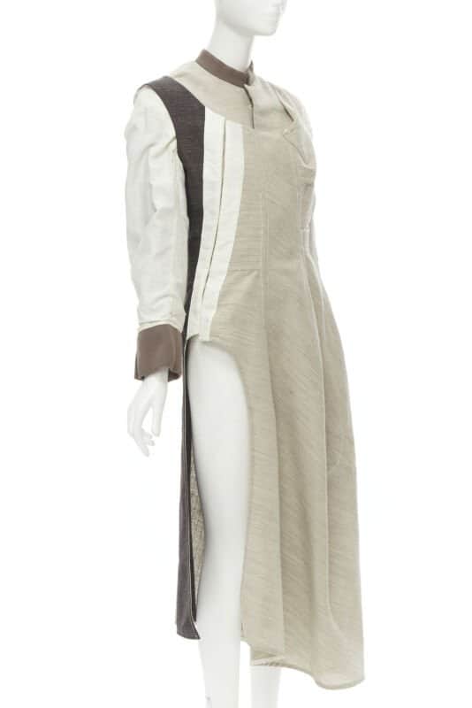 Comme Des Garcons Patchwork Bias Wool Coat Beige Wool Very good - Front View