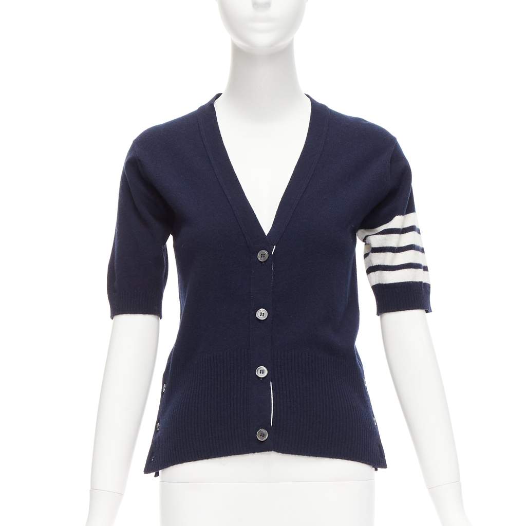 Thom Browne Button Side Cardigan Navy Cashmere Very good condition - Front View