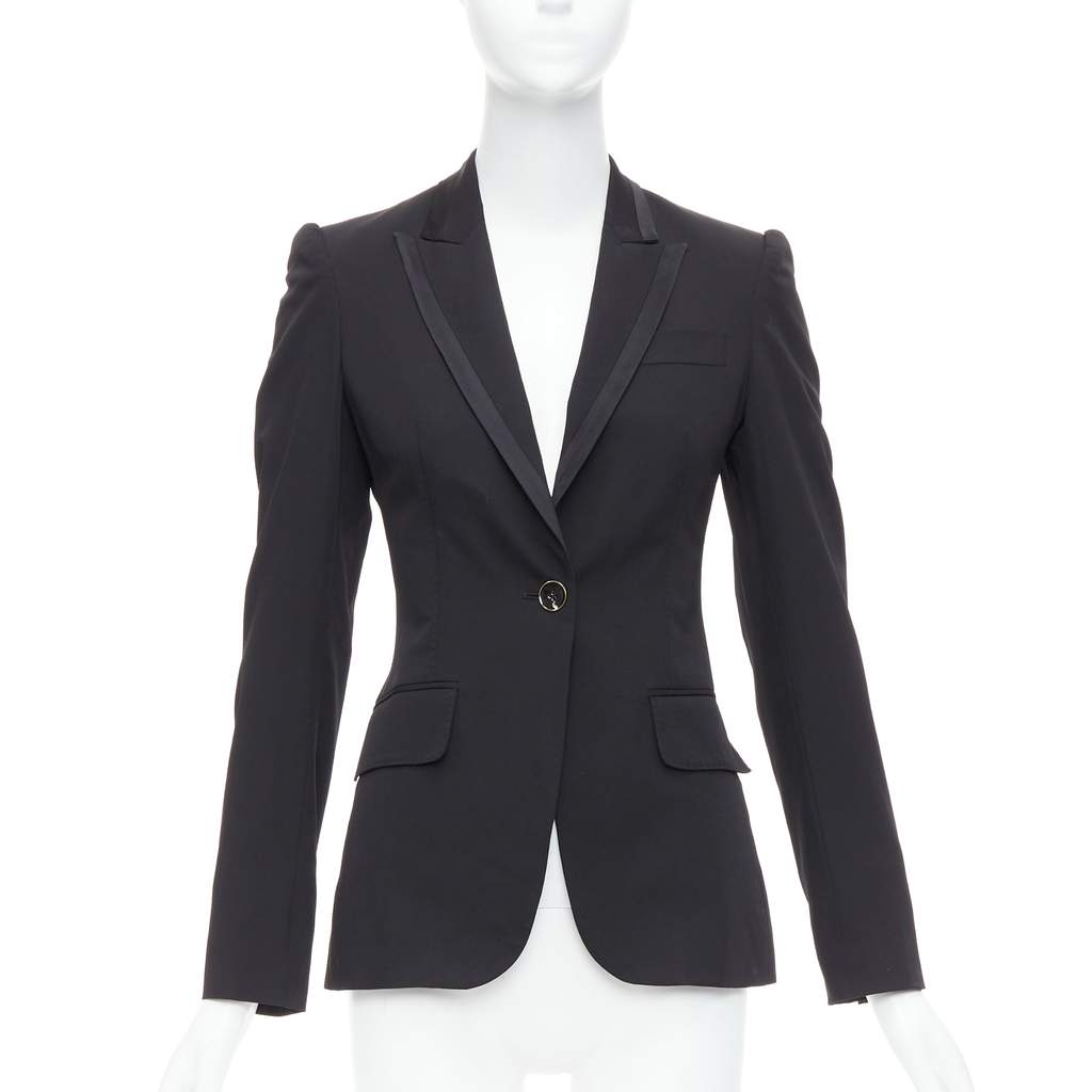 Stella McCartney Peak Collar Blazer Black Wool Never worn - Front View