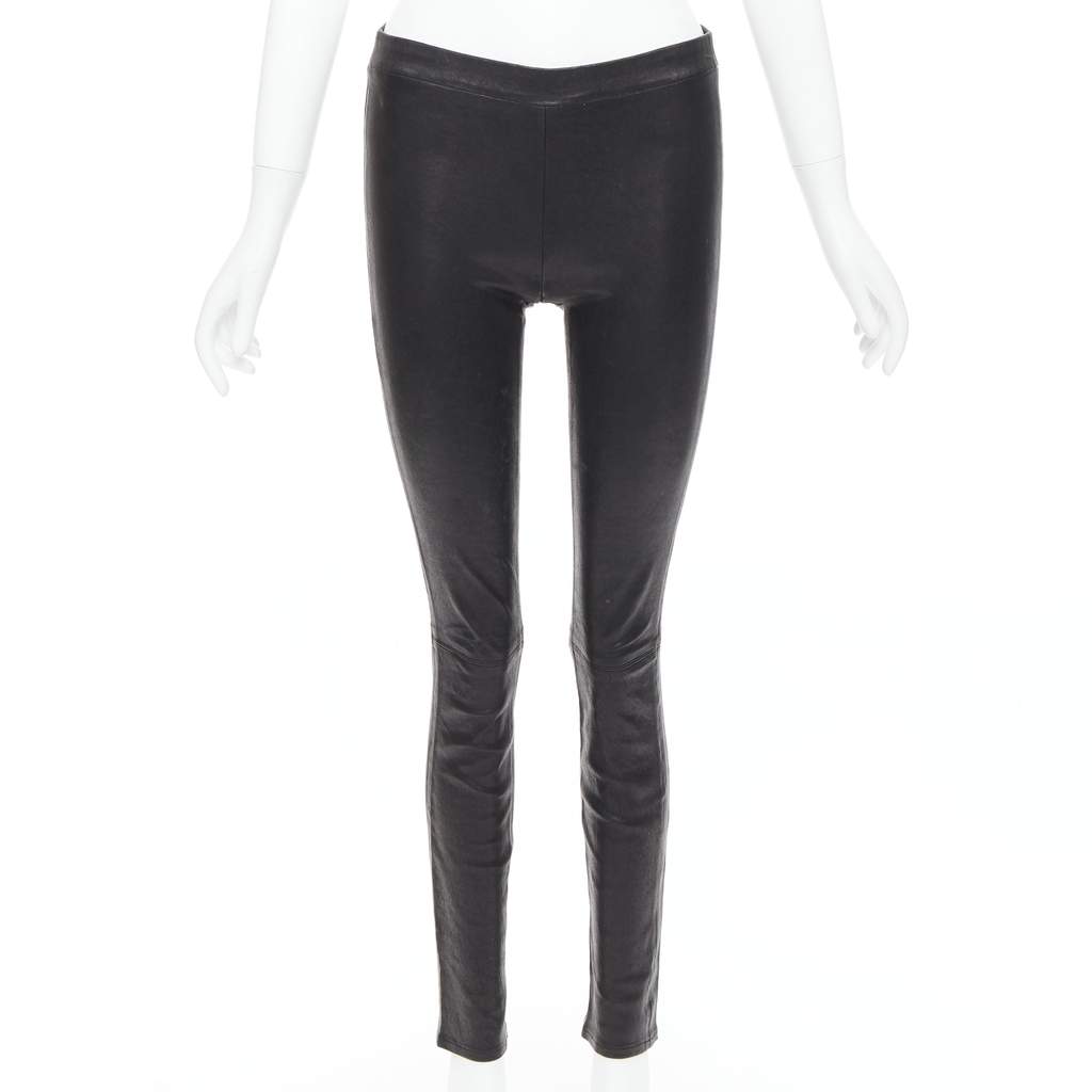 J Brand Pinstripe Crop Pants Black Leather Good - Front View