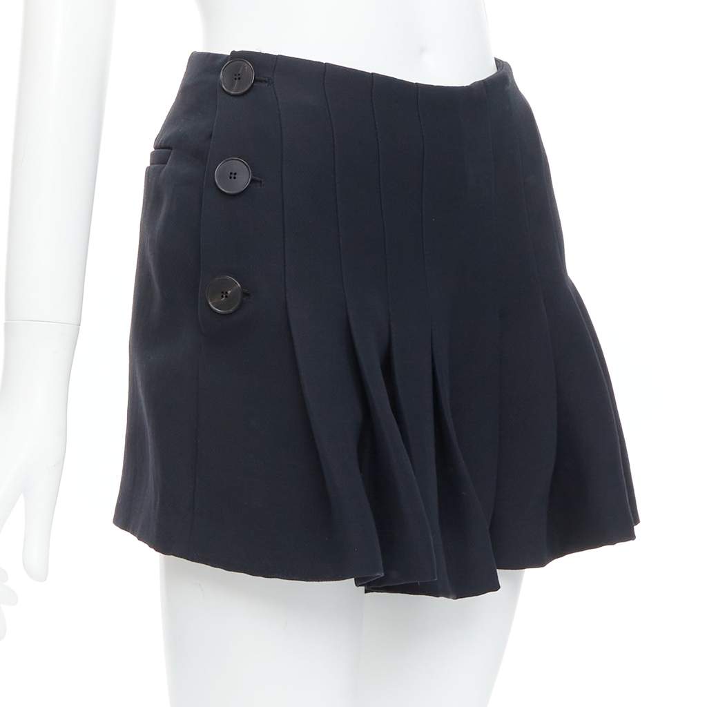Dior Nautical Pleat Skirt Black Wool Very good - Front View