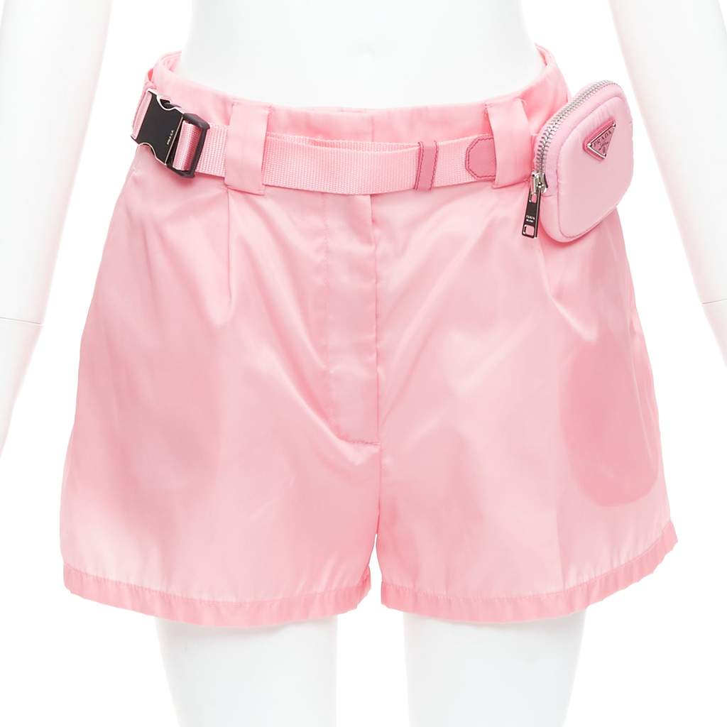 Prada Logo Pouch Shorts Pink Very good - Front View