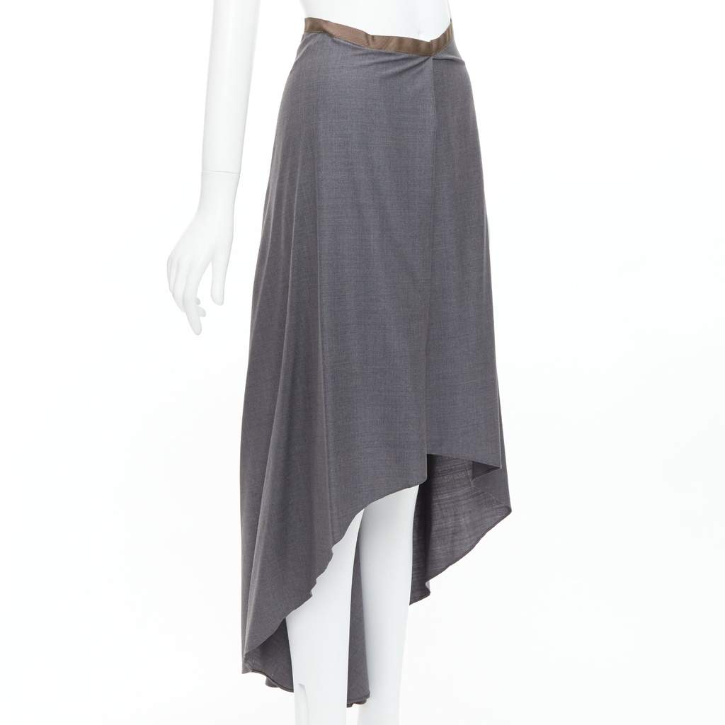 Brunello Cucinelli High Low Skirt Grey Wool Very good - Front View