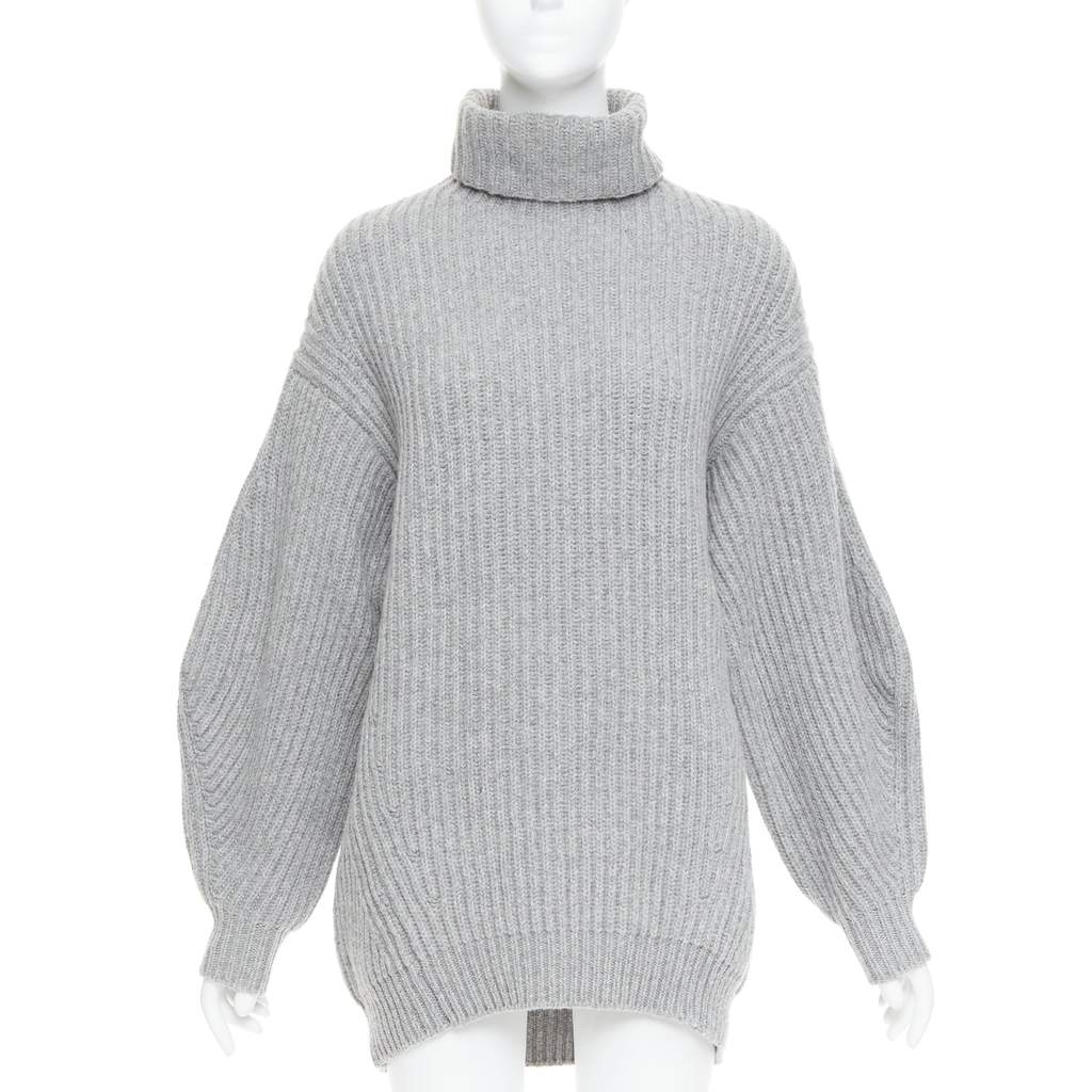Acne Studios Chunky Turtleneck Sweater Grey Wool Very good - Front View