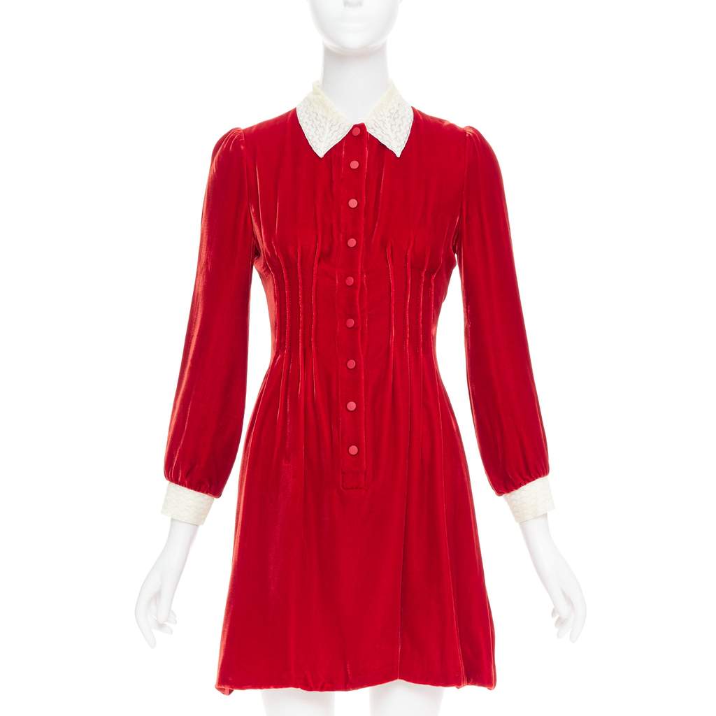 Dior Crushed Velvet Dress Red Viscose Very good - Front View