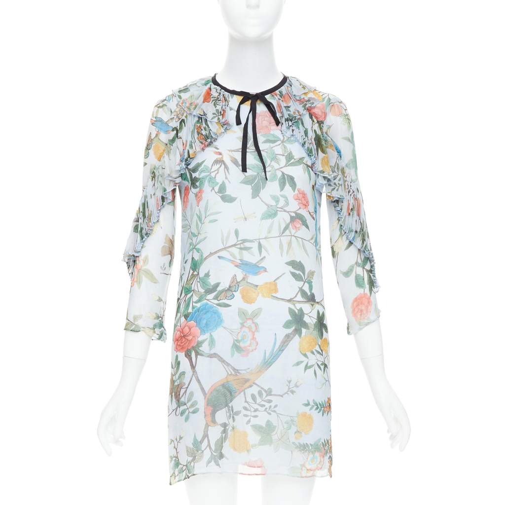Gucci Tian Print Blue Silk Fair - Front View