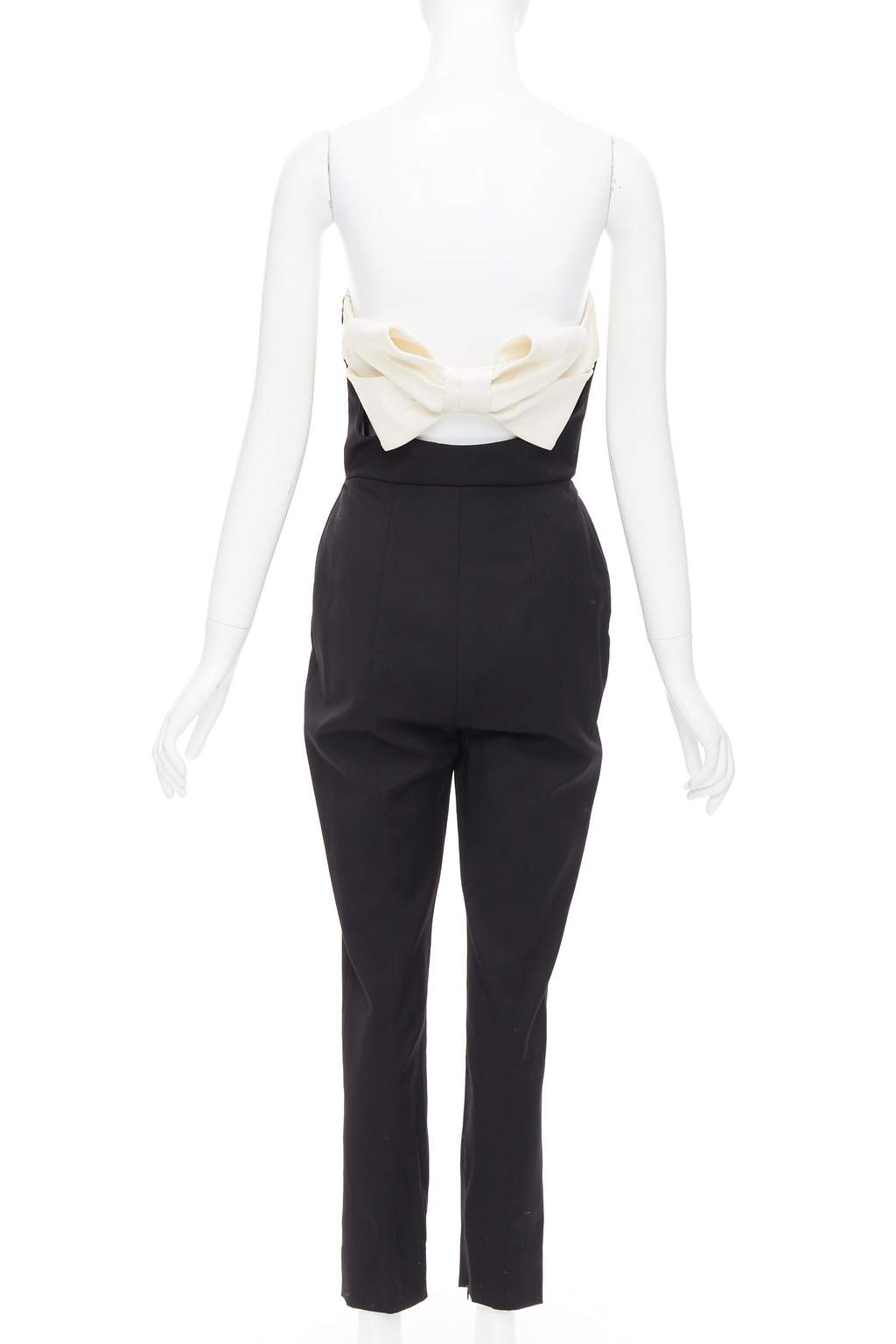 Valentino Bow Strapless Jumpsuit Black Wool Good - Front View