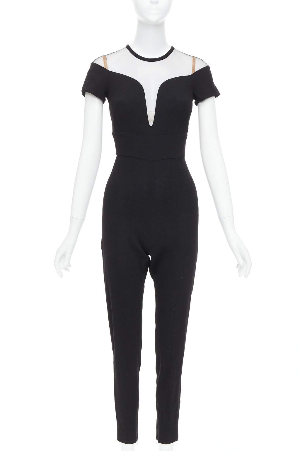 La Perla Sheer Wool Jumpsuit Black Wool Never worn, with tag - Front View