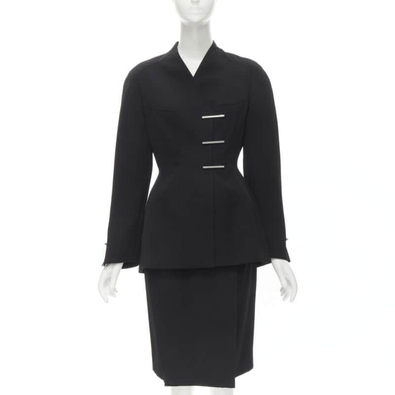 Mugler Double Breasted Set Black Wool Very good - Front View